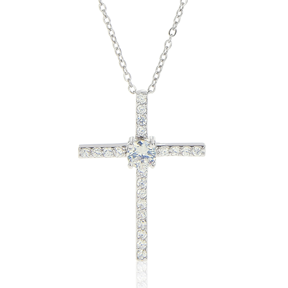 Best Sister -  CZ Cross Necklace