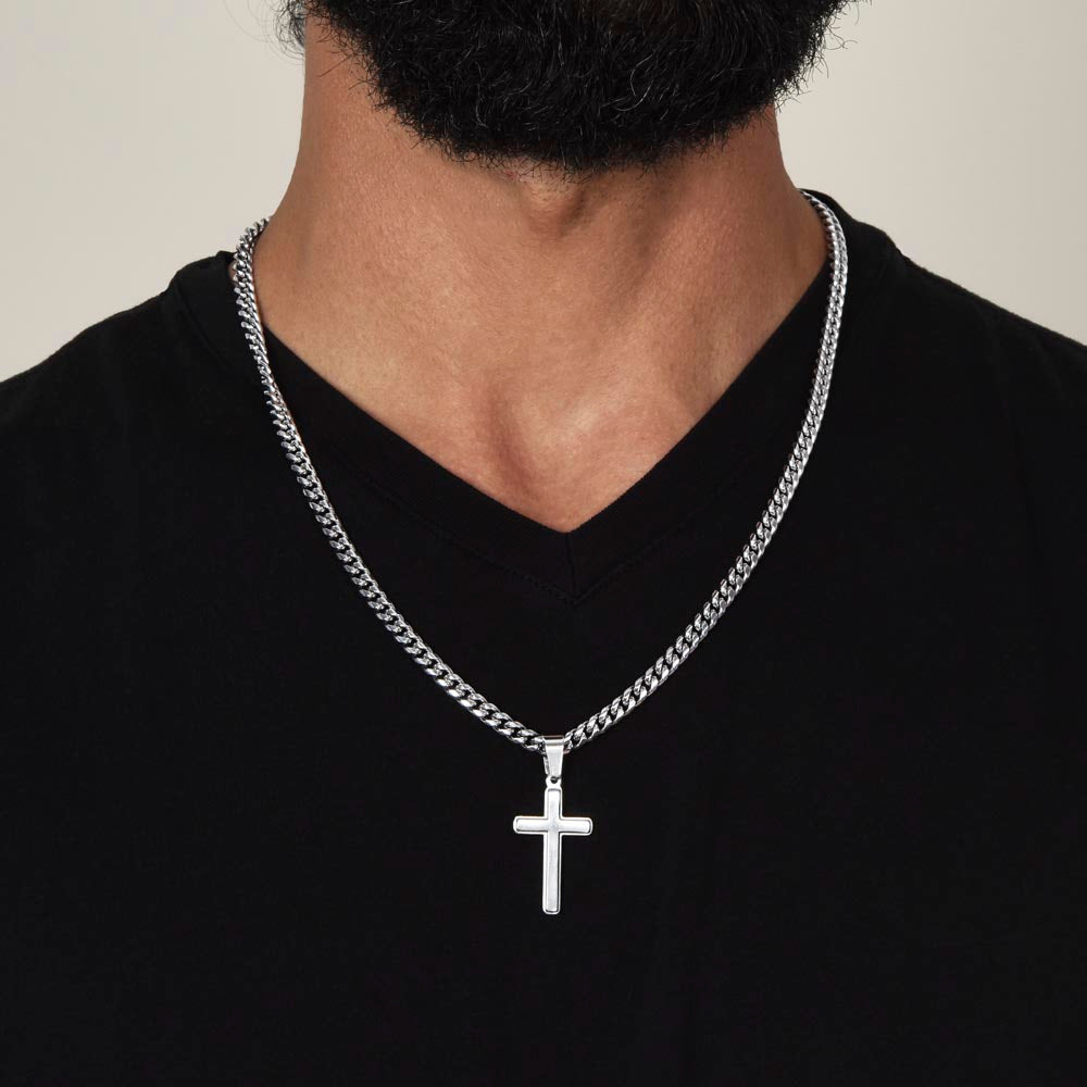 Dad, Being Dad Isn't Easy/ Cuban Link Chain, Cross Pendant