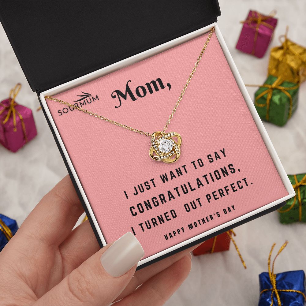 Congratulation Mom/ Love Knot Necklace