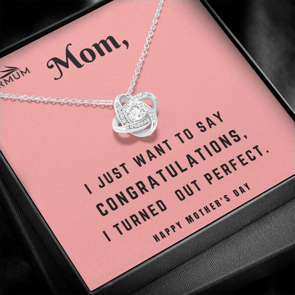 Congratulation Mom/ Love Knot Necklace