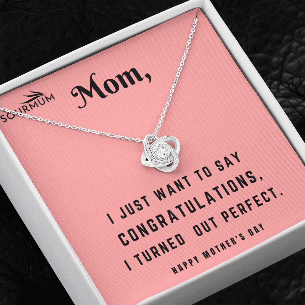 Congratulation Mom/ Love Knot Necklace