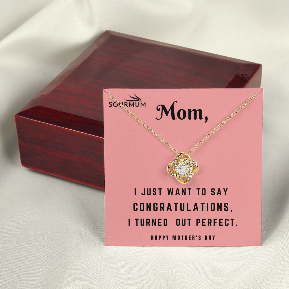 Congratulation Mom/ Love Knot Necklace