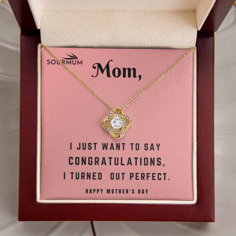 Congratulation Mom/ Love Knot Necklace