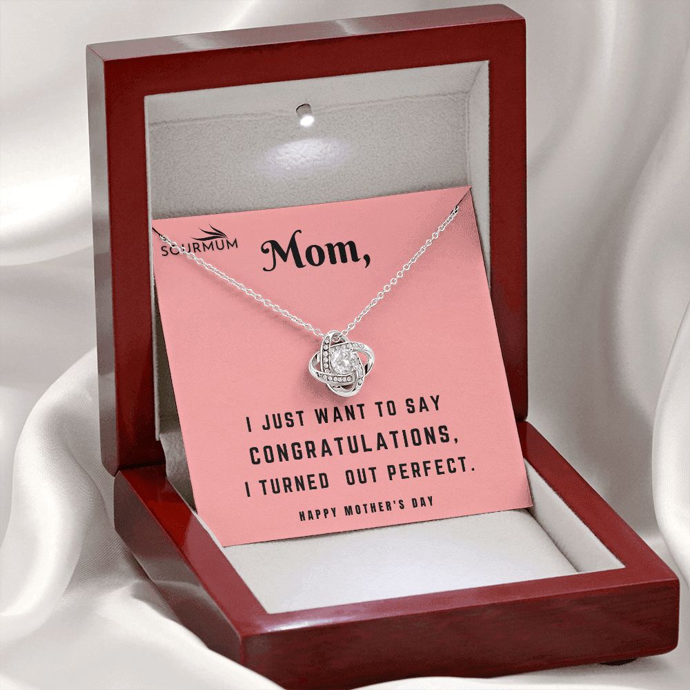 Congratulation Mom/ Love Knot Necklace