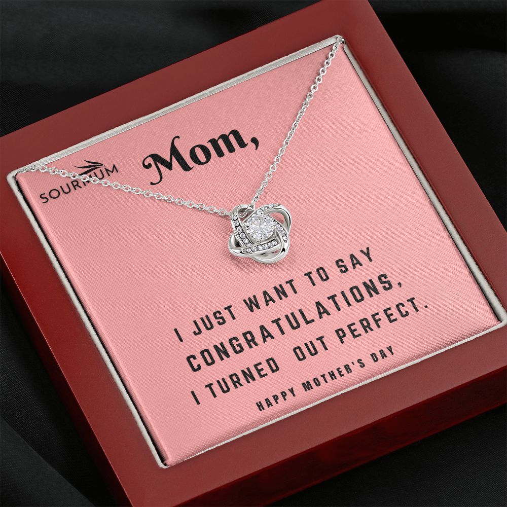 Congratulation Mom/ Love Knot Necklace